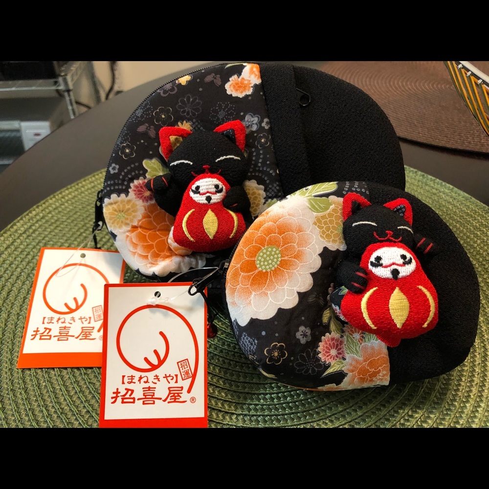 Maneki Neko pouch and coin purse set